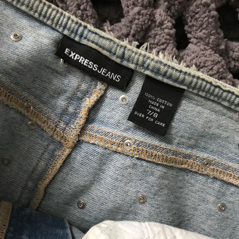 Vintage Express Patchwork Studded Denim Skirt - image 4